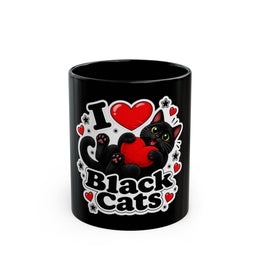 I ❤️ Black Cats – Ceramic Black Mug (11oz & 15oz)