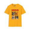 HISS cat parody adult t-shirt gold front view