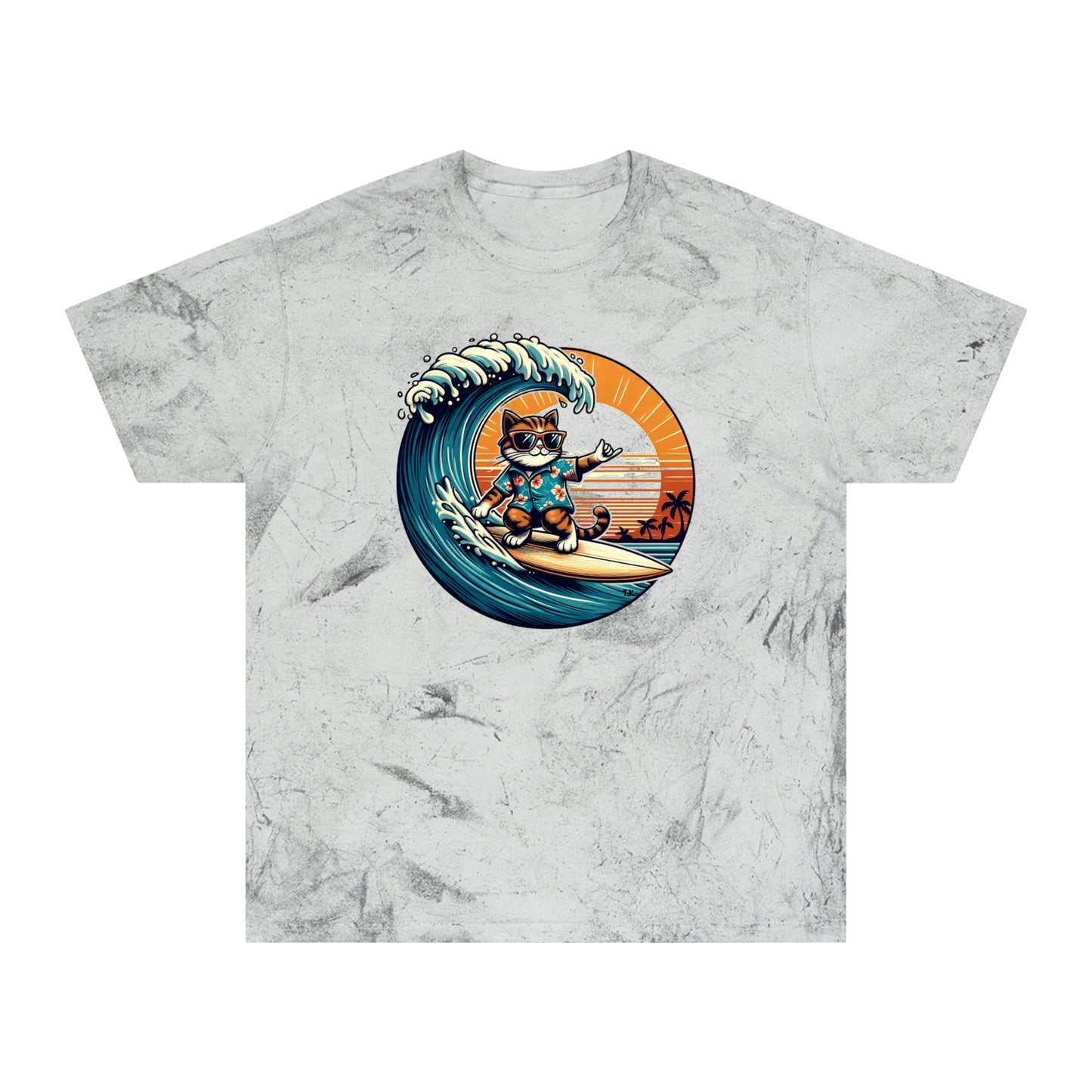 Surfer Cat - Adult Unisex Color Blast T-Shirt