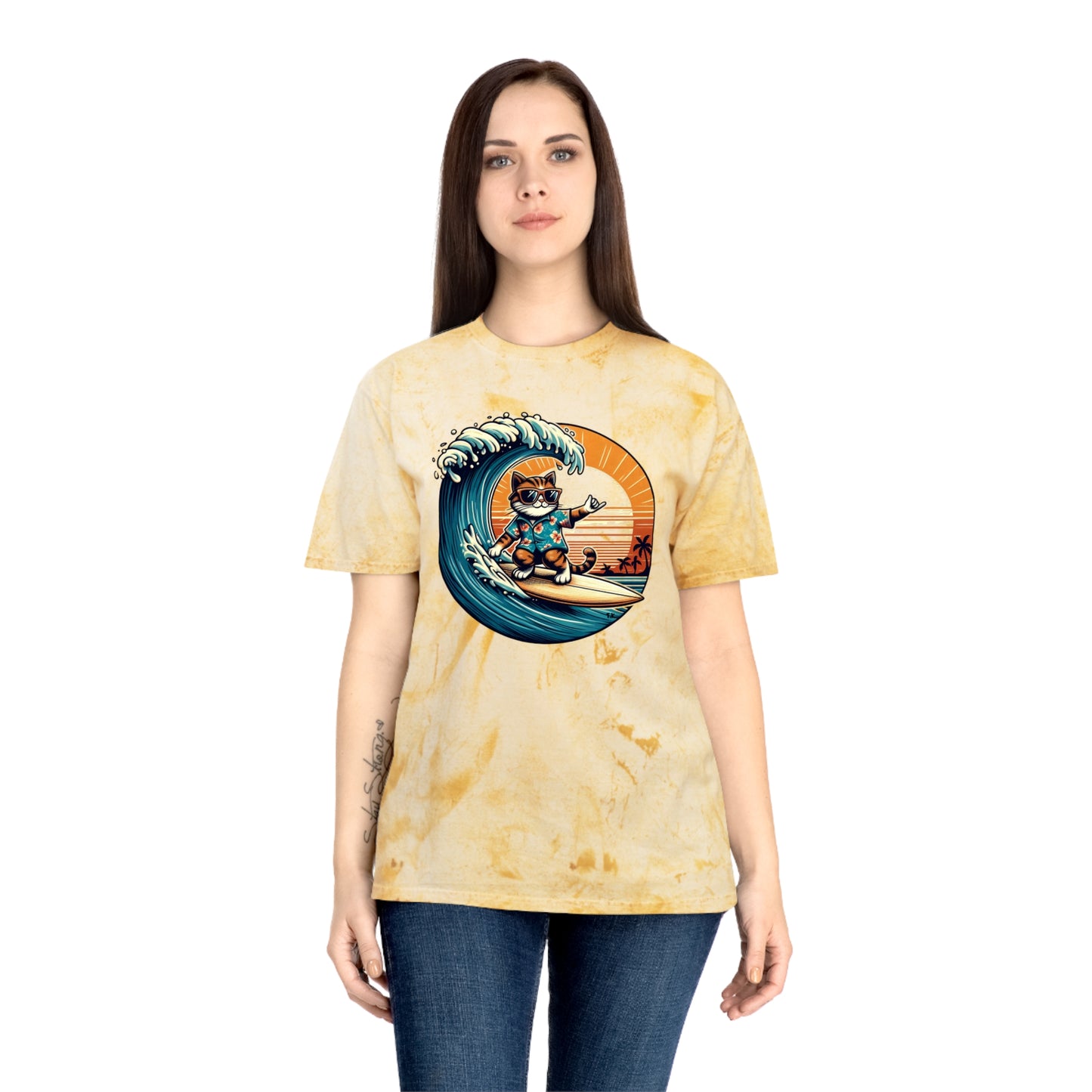 Surfer Cat - Adult Unisex Color Blast T-Shirt