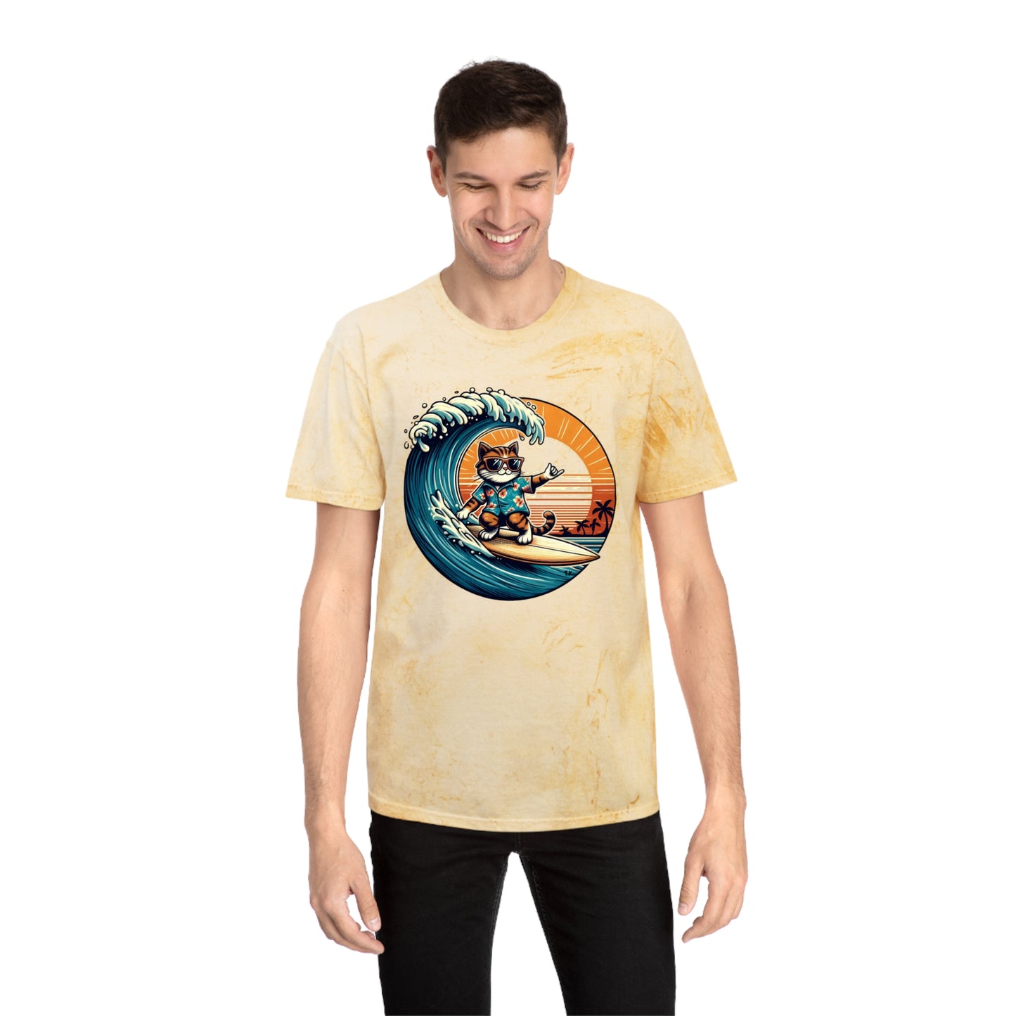 Surfer Cat - Adult Unisex Color Blast T-Shirt