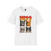 HISS cat parody adult t-shirt white front view