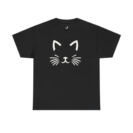 Charming Cat Face  - Adult Unisex Heavy Cotton Tee