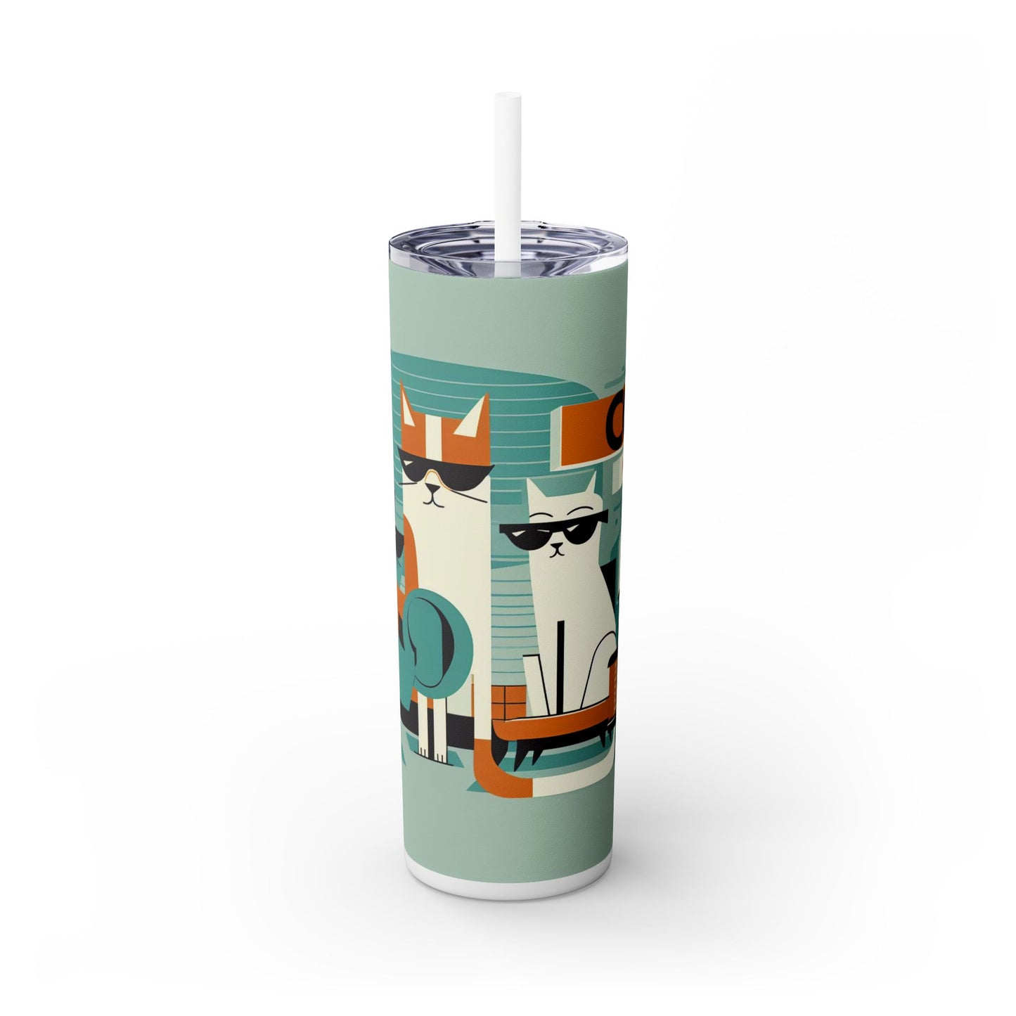 Cool Cats - Skinny Tumbler with Straw, 20oz