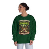 Zombie Push horror cat parody sweatshirt adult forest green front view female standing