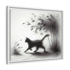 Gallery Canvas Wraps - Charcoal Garden Cat #2 - Framed