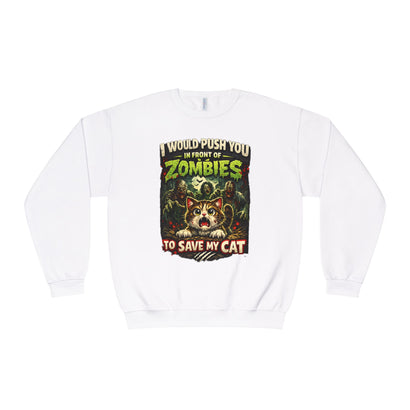Zombie Push horror cat parody sweatshirt adult maroon front view
