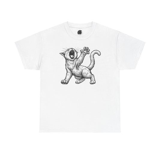 Funny Cat Yawning Unisex Heavy Cotton Tee - Perfect for Cat Lovers