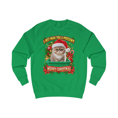 Christmas Cat Sweatshirt – “I Just Made You a Present” Holiday Sweater