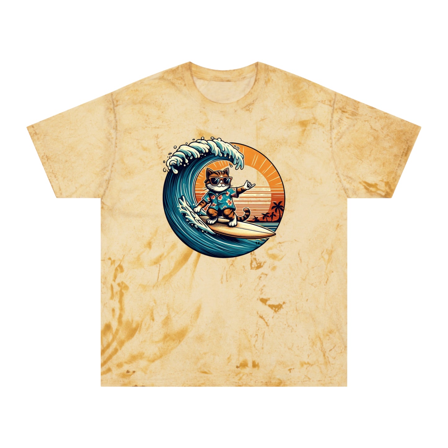 Surfer Cat - Adult Unisex Color Blast T-Shirt