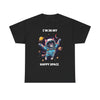 Happy space adult t-shirt black front view