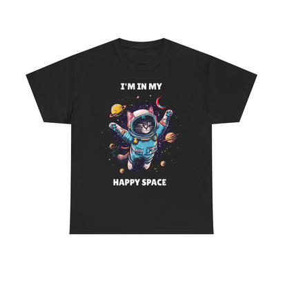 Happy space adult t-shirt black front view