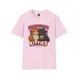 Show me Your Kitties funny cat t-shirt light pink front view 
