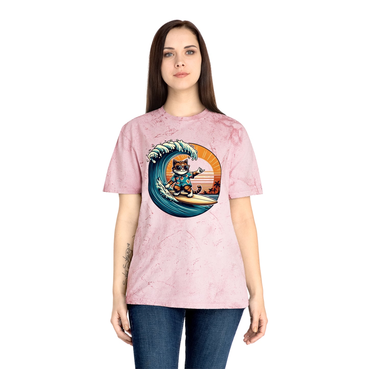 Surfer Cat - Adult Unisex Color Blast T-Shirt