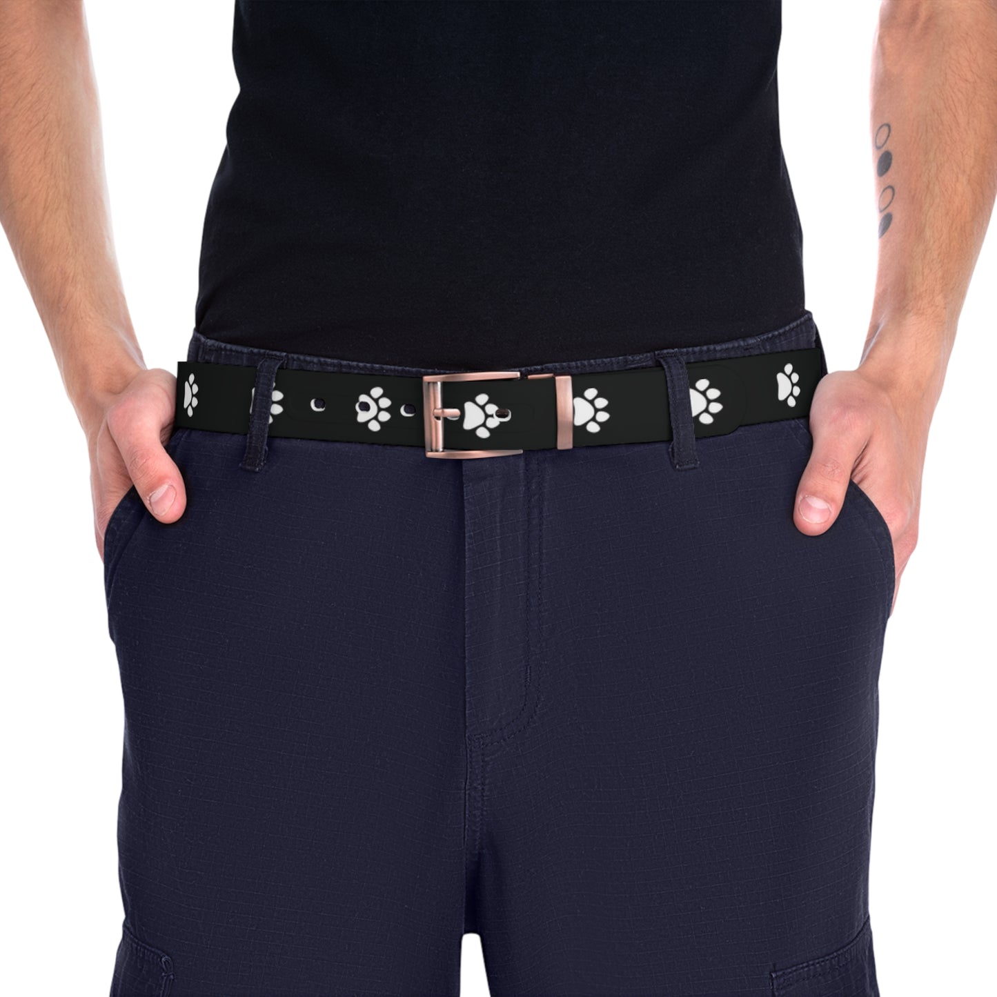 Paw Print Belt - Black