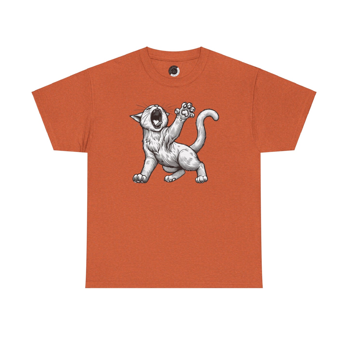 Funny Cat Yawning Unisex Heavy Cotton Tee - Perfect for Cat Lovers