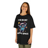 Happy space youth t-shirt black front view female