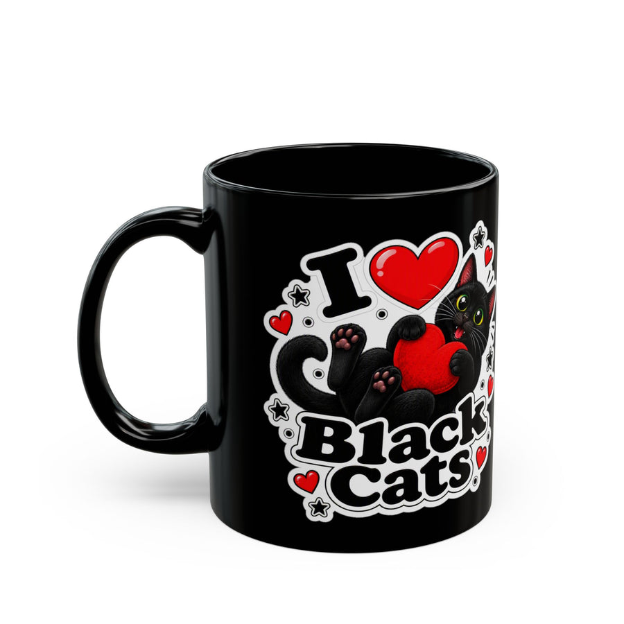 I ❤️ Black Cats – Ceramic Black Mug (11oz & 15oz)
