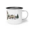 Whiskers & Wilderness Enamel Camp Mug — Cat Camper Outdoor Coffee Cup