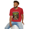 Zombie Push horror cat parody t-shirt adult red front view male seated