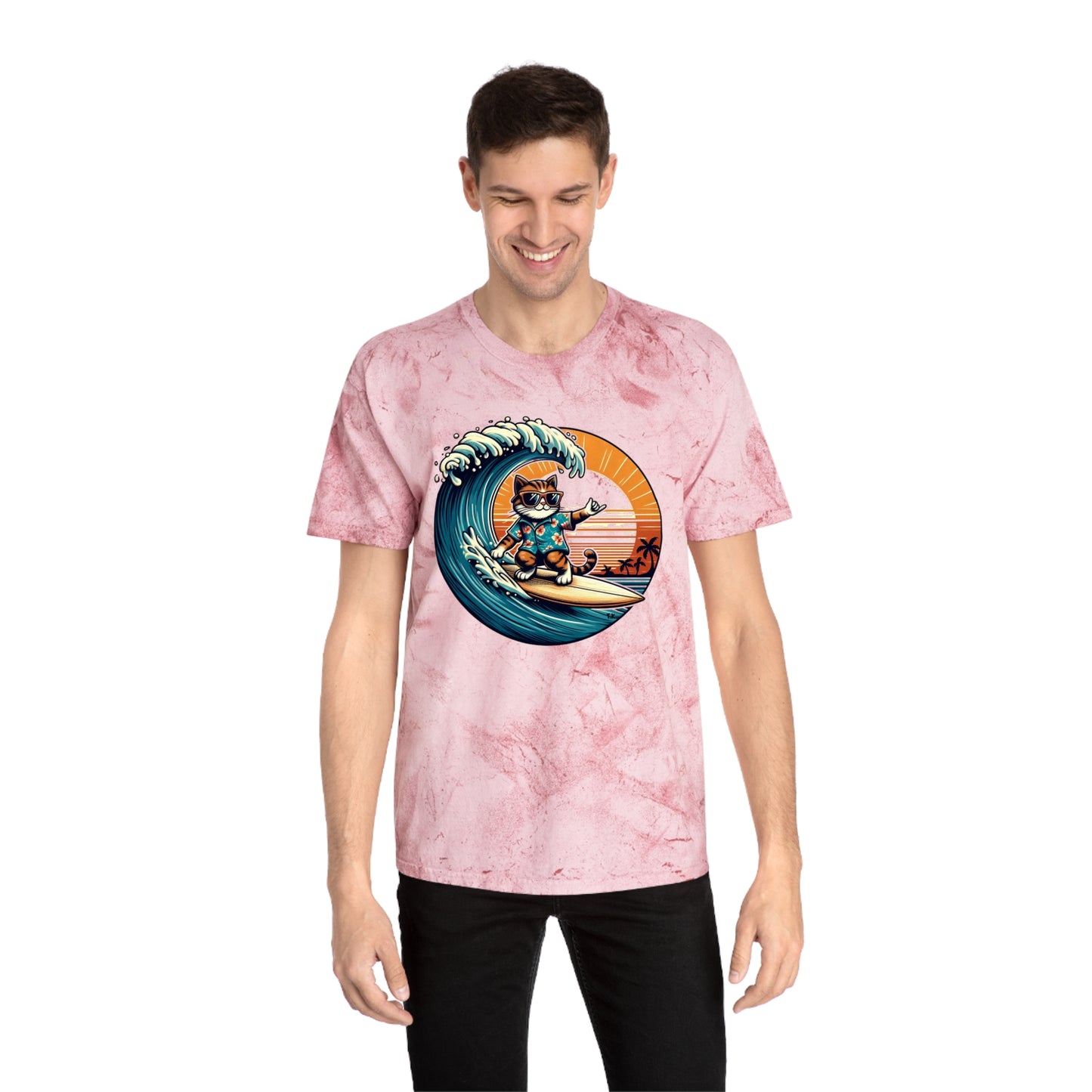 Surfer Cat - Adult Unisex Color Blast T-Shirt