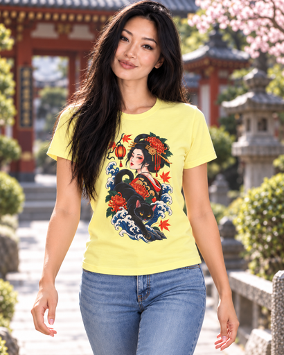 Geisha Cat Tattoo — Adult T-Shirt