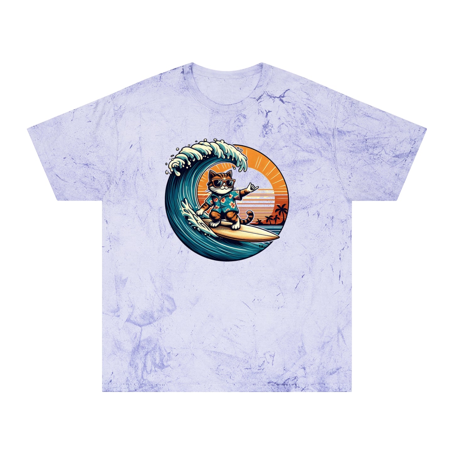 Surfer Cat - Adult Unisex Color Blast T-Shirt