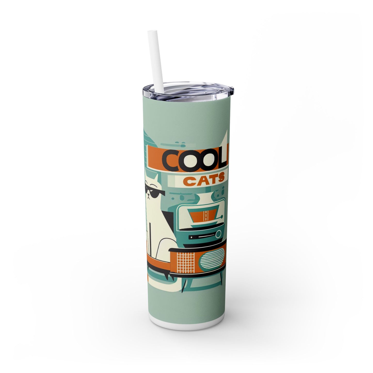 Cool Cats - Skinny Tumbler with Straw, 20oz