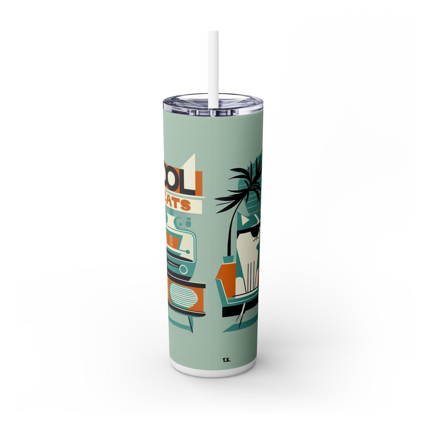 Cool Cats - Skinny Tumbler with Straw, 20oz