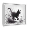 Gallery Canvas Wraps - Charcoal Garden Cat #1 - Framed