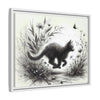 Gallery Canvas Wraps - Charcoal Garden Cat #3 - Framed