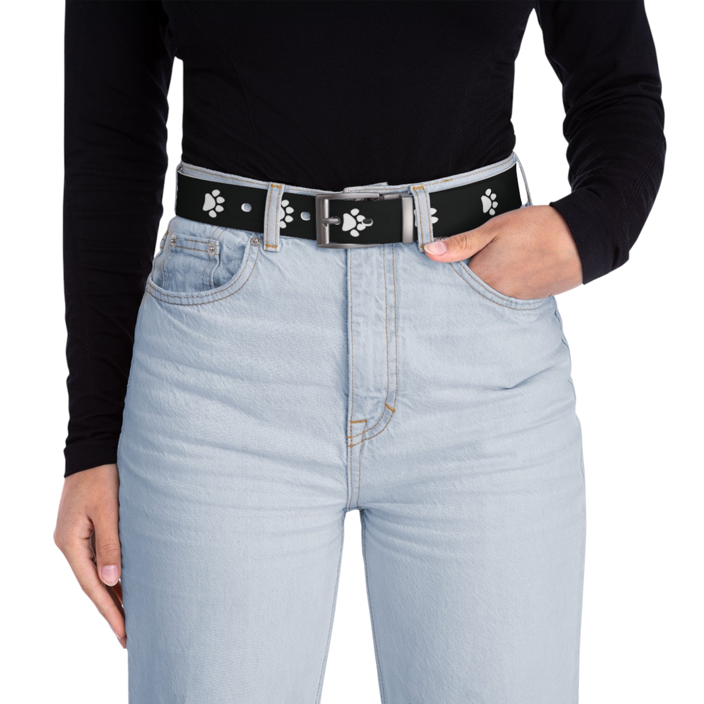 Paw Print Belt - Black