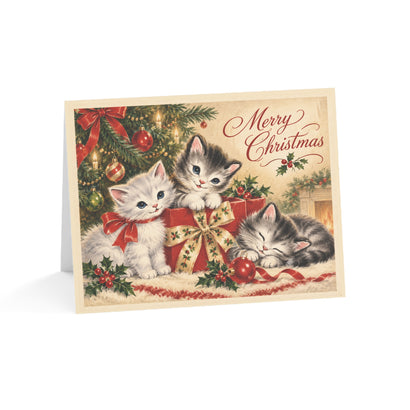 Merry Christmas Kittens Christmas Cards – Vintage Christmas Cards (10/30/50 pcs)