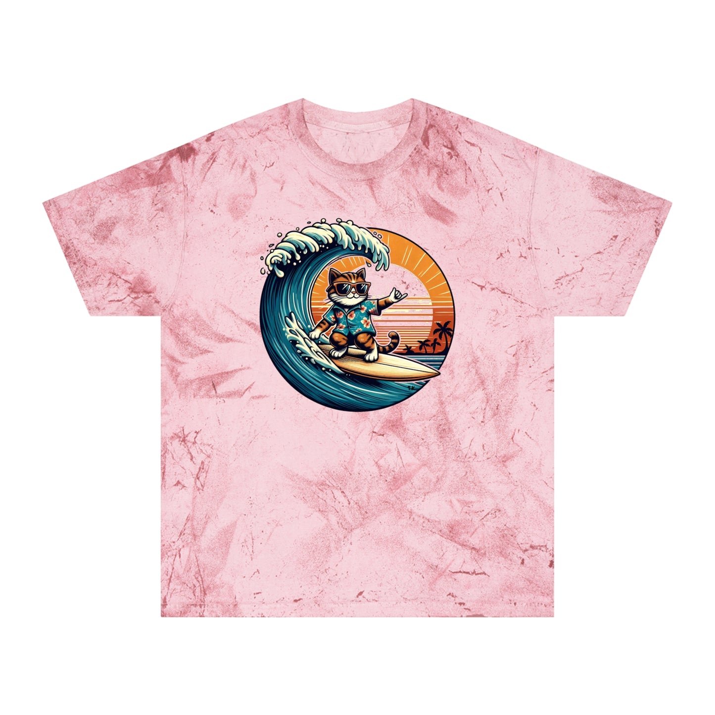 Surfer Cat - Adult Unisex Color Blast T-Shirt