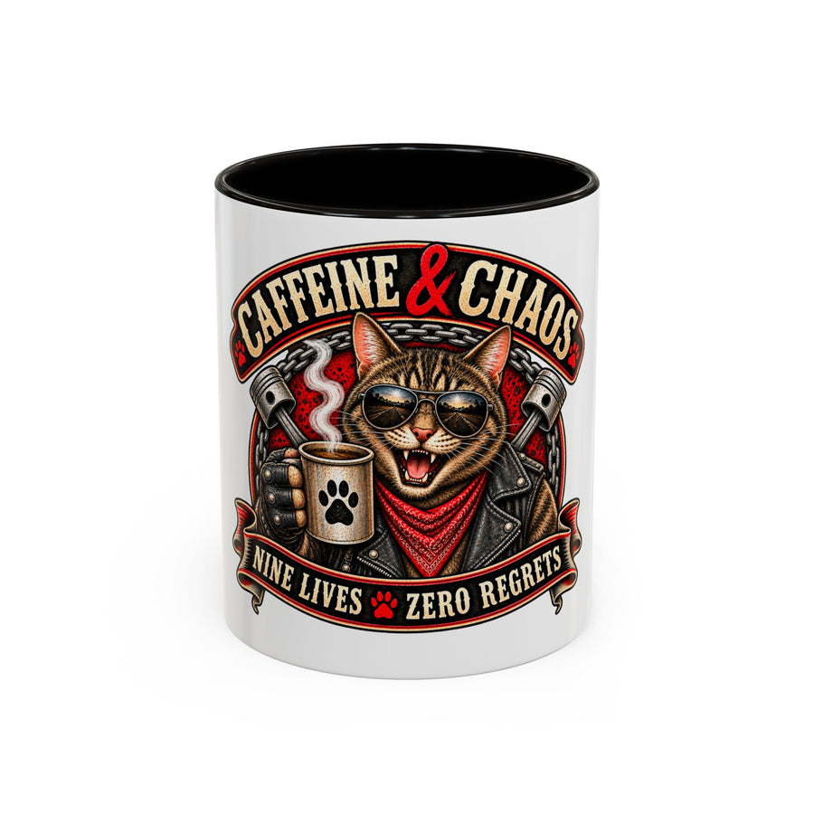Caffeine and Chaos - Ceramic Mug Accent Colored (11oz/15oz)