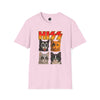 HISS cat parody adult t-shirt light pink front view