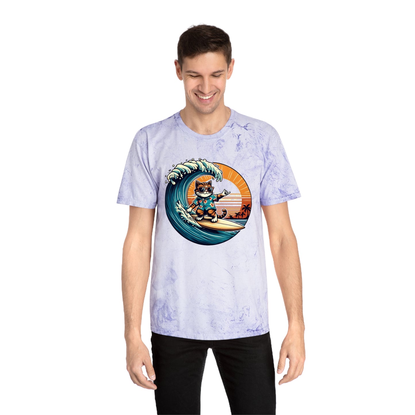 Surfer Cat - Adult Unisex Color Blast T-Shirt