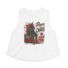 Purrs & Chaos Crop Top – ‘Handle With Caution’ Retro Cat Graphic