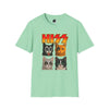 HISS cat parody adult t-shirt mint green front view