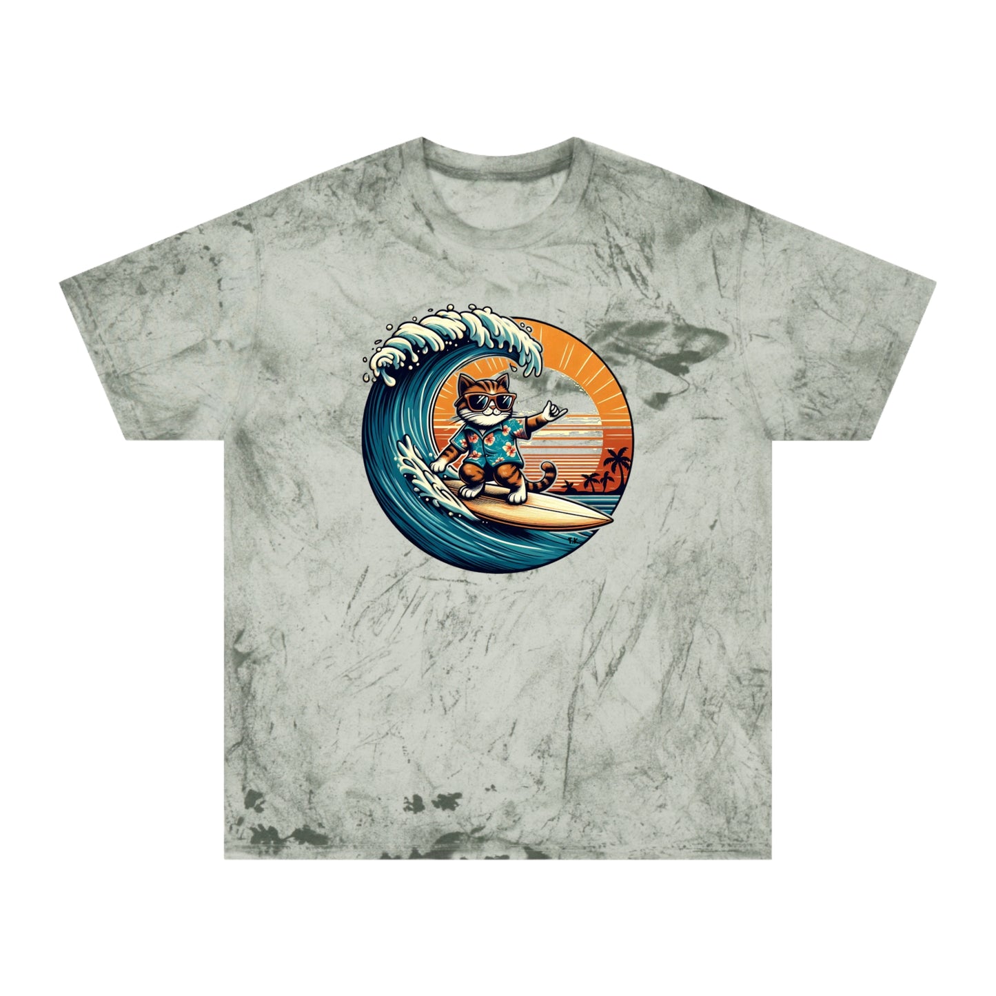 Surfer Cat - Adult Unisex Color Blast T-Shirt