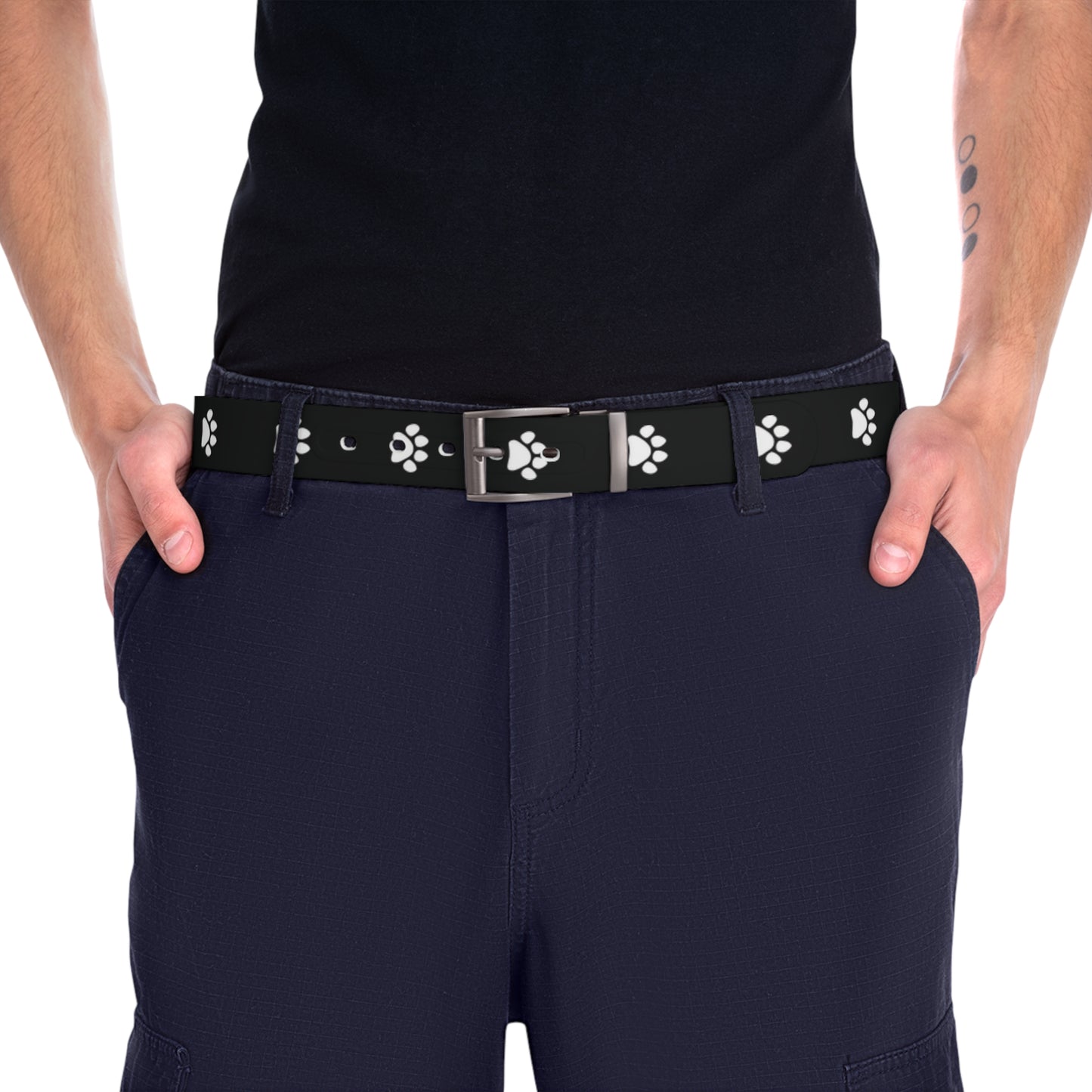 Paw Print Belt - Black