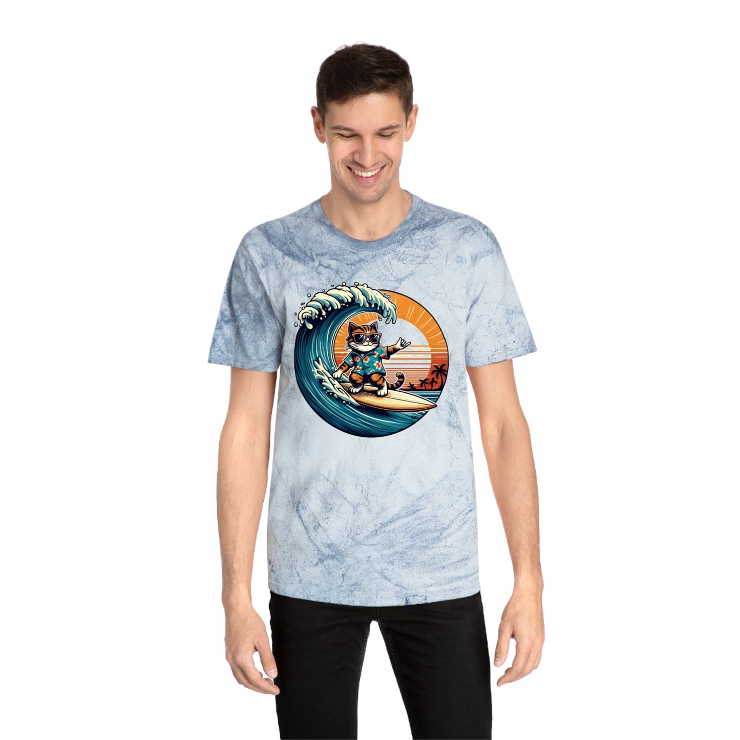 Surfer Cat - Adult Unisex Color Blast T-Shirt