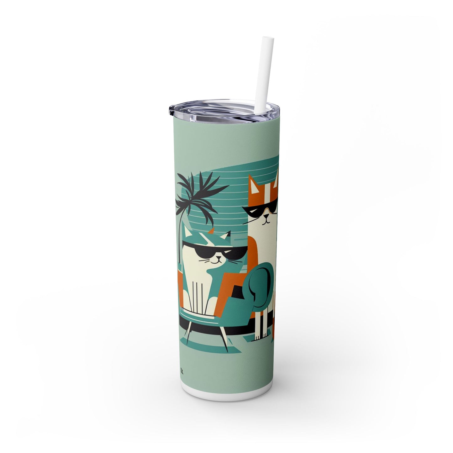 Cool Cats - Skinny Tumbler with Straw, 20oz