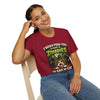 Zombie Push horror cat parody t-shirt adult cardinal red front view female seated