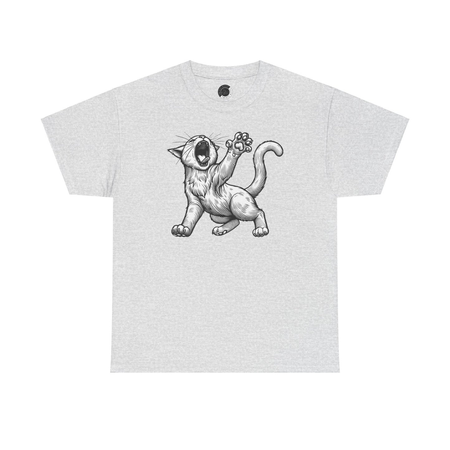 Funny Cat Yawning Unisex Heavy Cotton Tee - Perfect for Cat Lovers