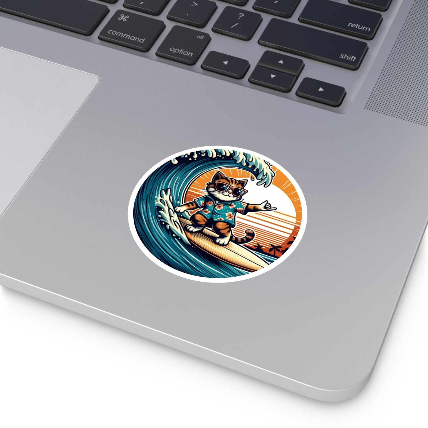 Sticker - Surfer Cat (Round Sticker, Indoor\Outdoor)