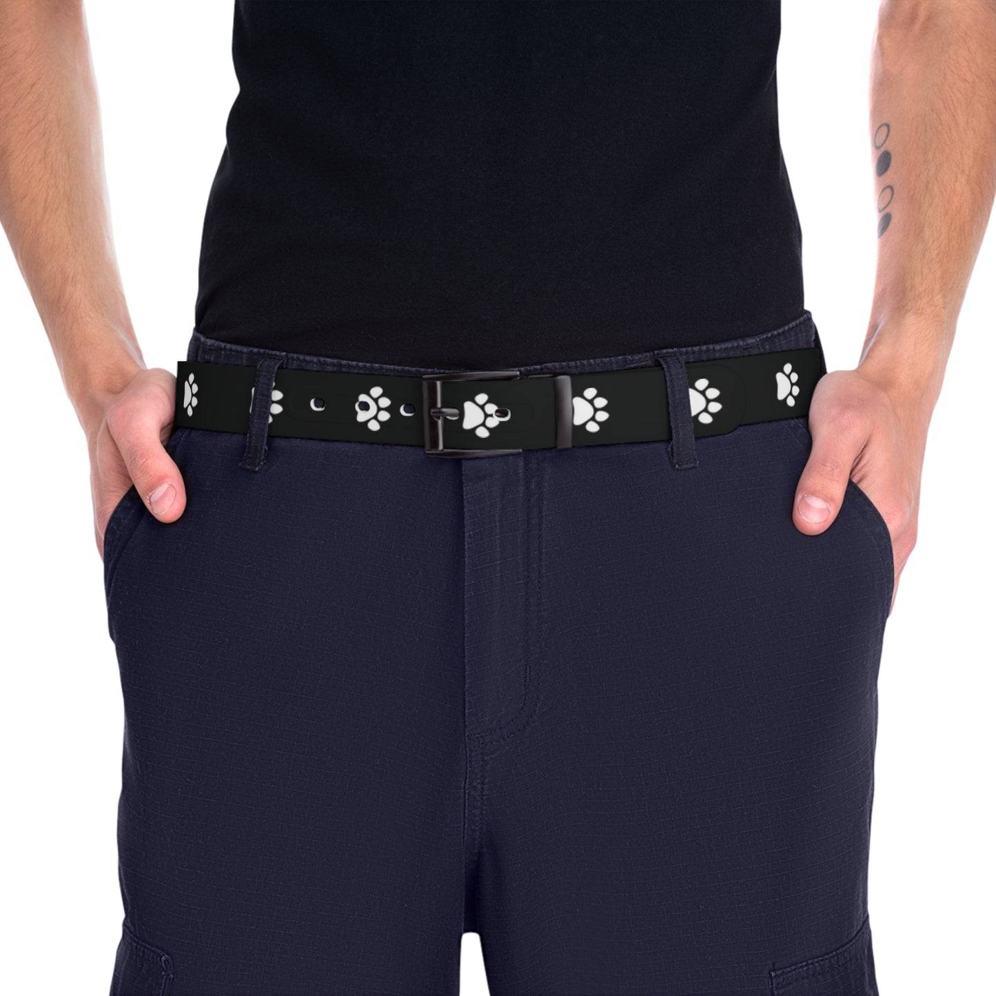 Paw Print Belt - Black