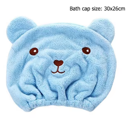 Hair Drying Cap Towel Microfiber - Blue, Pink