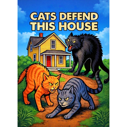 Cats Defend this House - Garden Flag