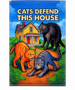 Cats Defend this House - Garden Flag